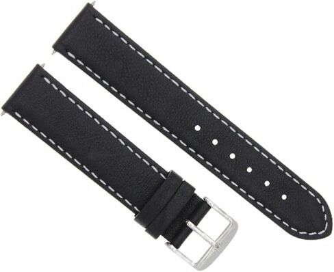 حزام ساعة جلدي من Ewatchparts مقاس 22 ملم سلس متوافق مع ساعة Tissot T-Touch مقاس 43 ملم T0914204605101 باللون الأسود مع خياطة بيضاء in Saudi Arabia