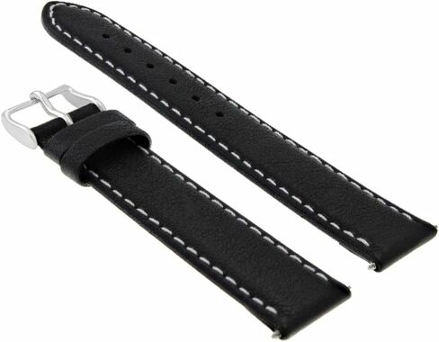 حزام ساعة جلدي من Ewatchparts مقاس 22 ملم سلس متوافق مع ساعة Tissot T-Touch مقاس 43 ملم T0914204605101 باللون الأسود مع خياطة بيضاء in Saudi Arabia