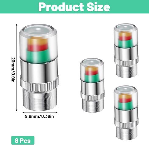 4 قطع من أغطية ضغط الإطارات - 36PSI 2.4Bar أغطية جذعية لصمام مراقبة ضغط إطارات السيارة - هيكل من الفولاذ المقاوم للصدأ مناسب لمعظم المركبات in Kuwait