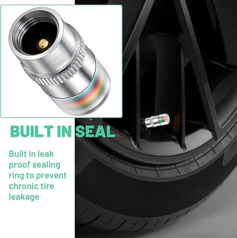 4 قطع من أغطية ضغط الإطارات - 36PSI 2.4Bar أغطية جذعية لصمام مراقبة ضغط إطارات السيارة - هيكل من الفولاذ المقاوم للصدأ مناسب لمعظم المركبات in Kuwait