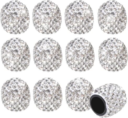 12 PCS Bling Tire Valve Caps Crystal Rhinestone Tire Valve Stem Cap, Universal Dustproof Bling Air Caps Car Decor for Women Cars, Suvs, Trucks, Motorcycles and Bicycles Accessories in Saudi Arabia