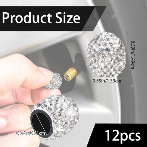 12 PCS Bling Tire Valve Caps Crystal Rhinestone Tire Valve Stem Cap, Universal Dustproof Bling Air Caps Car Decor for Women Cars, Suvs, Trucks, Motorcycles and Bicycles Accessories in Saudi Arabia
