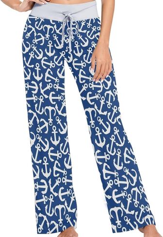 Trendy Womens Comfy Drawstring Palazzo Lounge Pajama Pants Wide Leg Ladies Yoga&Sleepwear Long Home PJs Bottom in Kuwait