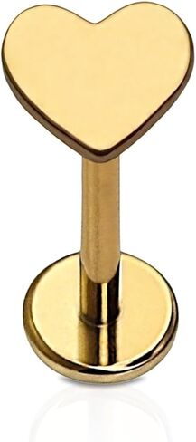 Cords Club Heart Flat Back Stud – ASTM-F136 Implant Grade Titanium - Push Pin Design for Sensitive Ears – Available in 18K PVD Gold Plated & Titanium Silver (Single Earring) in Saudi Arabia