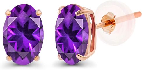 Solid 925 Sterling Silver Gold Plated 5x3mm Oval Genuine Birthstone Stud Earrings For Women | Natural or Created Hypoallergenic Gemstone Stud Earrings in Saudi Arabia
