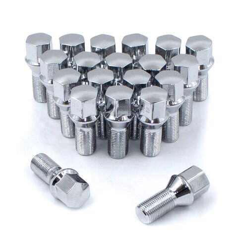 Wheel Accessories Parts Set of 20 Chrome 12x1.5 Socket Tuner Lug Bolts Cone Seat Acorn 8 Point Tuner 24mm Shank Length Small Diameter Wheel Lug Bolts with Dual Hex Key (20, Chrome, M12x1.5) in Saudi Arabia