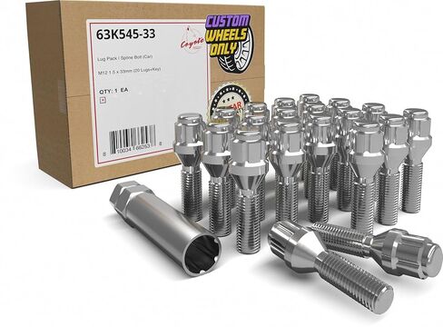 Wheel Accessories Parts Set of 20 Chrome 12x1.5 Socket Tuner Lug Bolts Cone Seat Acorn 8 Point Tuner 24mm Shank Length Small Diameter Wheel Lug Bolts with Dual Hex Key (20, Chrome, M12x1.5) in Saudi Arabia