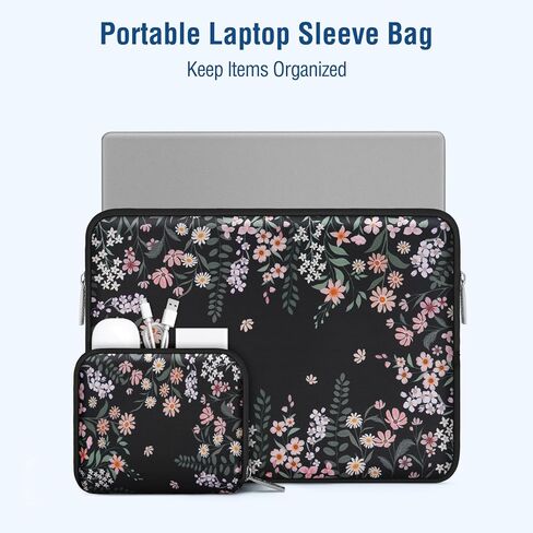 MOSISO Laptop Case 13.3 inch, 13-14 inch Laptop Sleeve Compatible with MacBook Air 13 13.6/Pro 13/Pro 14, HP Dell Acer ASUS Lenovo, Neoprene Computer Sleeve Bag Cover with Small Case, Swaying Blooms in Saudi Arabia