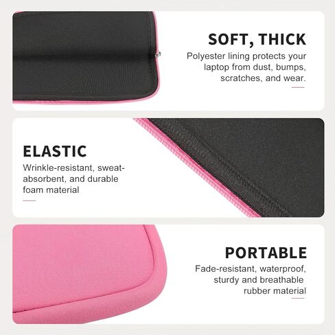 Laptop Case - Polyester Computer Sleeve Carrying Bag Waterproof Laptop Protective Cover for 13" Notebook, Pink in Saudi Arabia