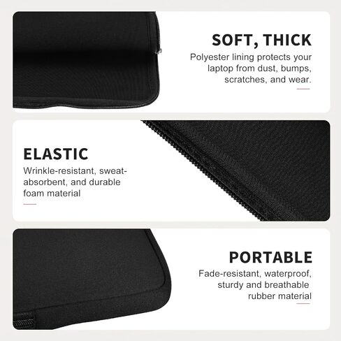 Laptop Case - Polyester Computer Sleeve Carrying Bag Waterproof Laptop Protective Cover for 13" Notebook, Black in Saudi Arabia