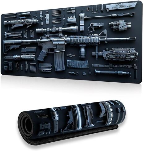 Large Gaming Mouse Pad – 31.5x11.8 Inch Non-Slip XL Black Gun Extended Desk Mat | Stitched Edges, Waterproof Surface, Fit Laptops/Keyboards, Anti-Fray for Home/Office/Gaming in Kuwait