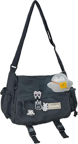 حقيبة نايلون ماسنجر كاواي كروسبودي مع حقيبة كتف جمالية بدبابيس لطيفة للنساء والرجال in Kuwait