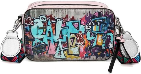 Women's Printed Graffiti Shoulder Bag, PU Hip Hop Fashion Square Crossbody Bag, Retro Casual Multicolor Clutch Purse in Saudi Arabia