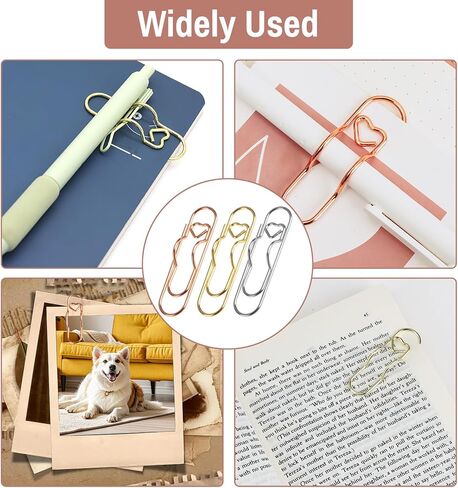 15 مشبك قلم معدني باللون الذهبي/الفضي/الذهبي الوردي، حوامل أقلام بمشبك ورق - على شكل قلب، كنز للعاملين في المكاتب لأجهزة الكمبيوتر المحمولة والمجلات والمستندات والاستخدام اليومي للكتابة in Kuwait