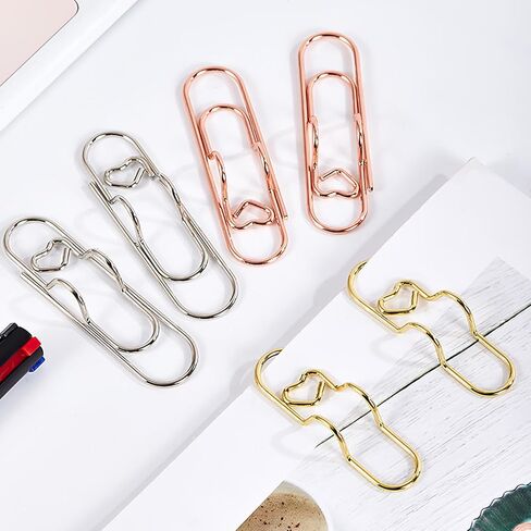 15 مشبك قلم معدني باللون الذهبي/الفضي/الذهبي الوردي، حوامل أقلام بمشبك ورق - على شكل قلب، كنز للعاملين في المكاتب لأجهزة الكمبيوتر المحمولة والمجلات والمستندات والاستخدام اليومي للكتابة in Kuwait