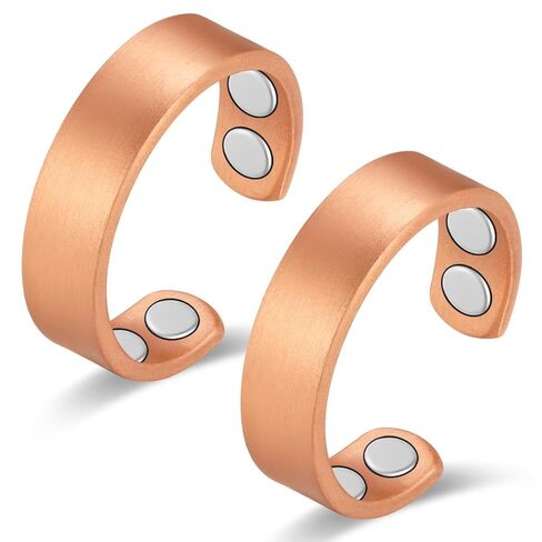 Vicmag 2PCS Copper Magnetic Rings for Women 99.9% Copper Finger Ring Ultra Strength Magnet Gift Adjustable(4X Black) in Saudi Arabia