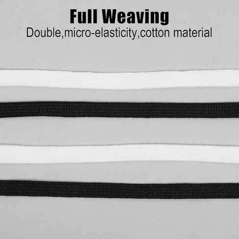Xindojuz 4 Pairs Flat Shoe Laces for Sneakers, Cotton Elastic Athletic Kids Converse High Tops and Low Top Shoe laces for Kids and Adults Women Men Toddler in 140 × 1 cm String (Black, White) in Saudi Arabia