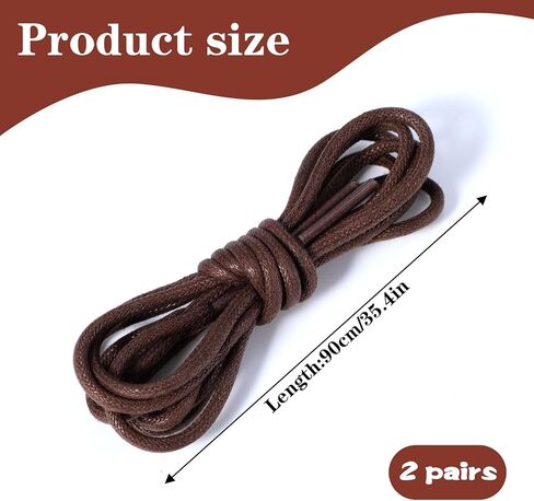 2 Pairs Shoe Laces for Men, Leather Shoe Laces, 1/8" Round Cotton Waxed Shoelaces for Dress Shoes Chukka, 90 cm/35.4 Inch in Saudi Arabia