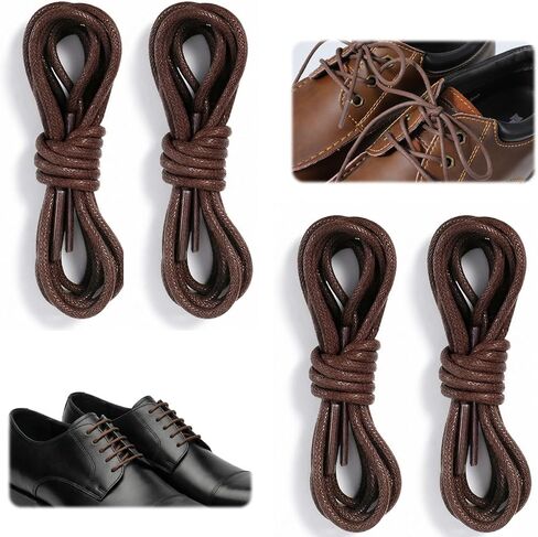 2 Pairs Shoe Laces for Men, Leather Shoe Laces, 1/8" Round Cotton Waxed Shoelaces for Dress Shoes Chukka, 90 cm/35.4 Inch in Saudi Arabia