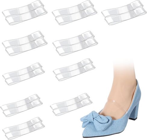 أشرطة أحذية شفافة بكعب عالٍ، أشرطة كعب مرنة غير مرئية من مادة TPU وحزام كاحل فضفاض مضاد للارتخاء، حزام رباط حذاء قابل للتعديل للنساء، 10 أزواج بمقاسات متعددة in Kuwait