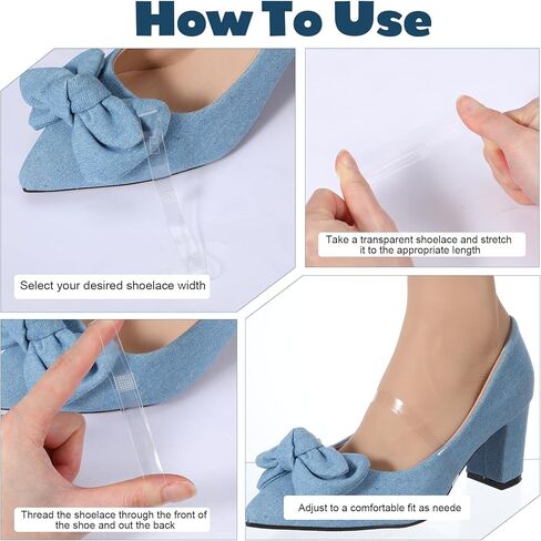 أشرطة أحذية شفافة بكعب عالٍ، أشرطة كعب مرنة غير مرئية من مادة TPU وحزام كاحل فضفاض مضاد للارتخاء، حزام رباط حذاء قابل للتعديل للنساء، 10 أزواج بمقاسات متعددة in Kuwait