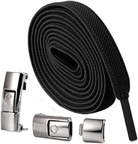 1 Set of 4 Elastic No-Tie Laces, 39.37 Inch Polyester Sports Laces, Lightweight, Braided, Solid Color, Adjustable for Comfort, Includes 2 Laces + 2 Buckles in Saudi Arabia