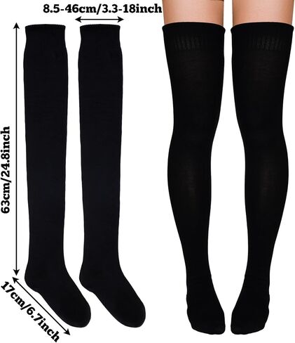 Sucrain Women's Black Thigh High Socks Over the Knee Boot Socks Long Cotton Knit Warm Thick Stockings Leg Warmers in Saudi Arabia