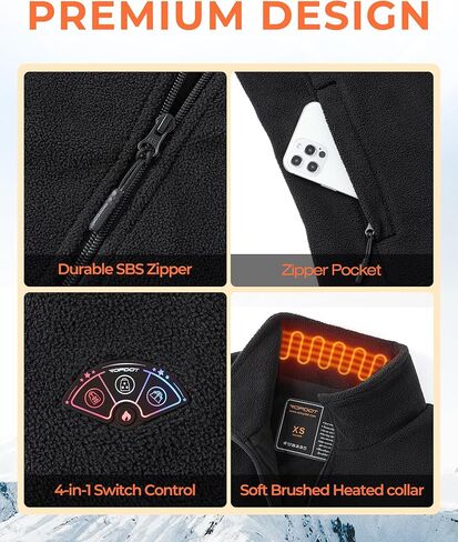 Topdot Fleece Heated Vest Women with 16000mAh 7.4V Battery Ergonomic 10-Zone Heating for Winter Use in Kuwait
