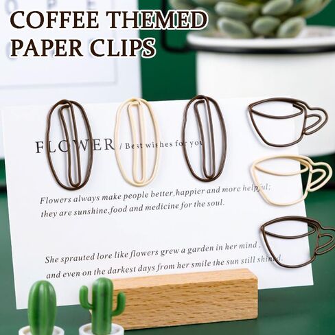 Coffee Bean Cup Paper Clips,Planner Clips for Coffee Lovers Café Pros Gifts Postcards Office School Decor Bookmarks,Mini Mixed Cute Decor Bookmarks,50 Pieces in Saudi Arabia