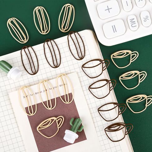 Coffee Bean Cup Paper Clips,Planner Clips for Coffee Lovers Café Pros Gifts Postcards Office School Decor Bookmarks,Mini Mixed Cute Decor Bookmarks,50 Pieces in Saudi Arabia