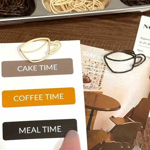Coffee Bean Cup Paper Clips,Planner Clips for Coffee Lovers Café Pros Gifts Postcards Office School Decor Bookmarks,Mini Mixed Cute Decor Bookmarks,50 Pieces in Saudi Arabia