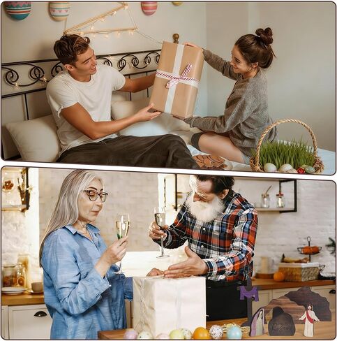 miikoul مشهد عيد الفصح القبر الفارغ والديكور المتقاطع، 9 قطع خشبية مشهد القيامة عيد الفصح، التماثيل لديكور عيد الفصح يسوع مشهد المهد للدين، مكتب المنزل، الكنيسة، ديكور الرف in Kuwait