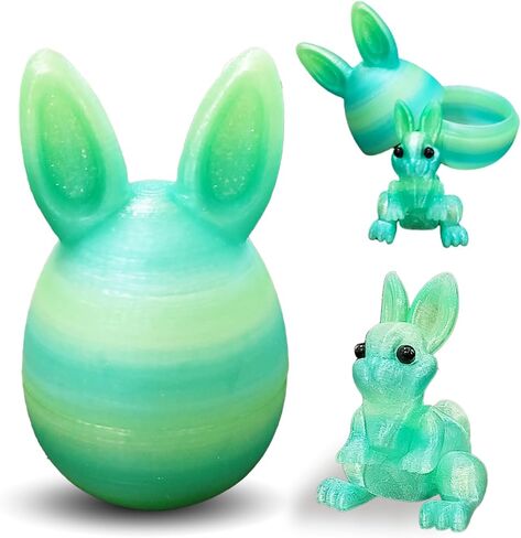 3D Printed Prefilled Easter Eggs, Filled with Bunny Inside for Easter Basket Stuffers, Desk Decor, Gifts (Rainbow Luminous) in Saudi Arabia