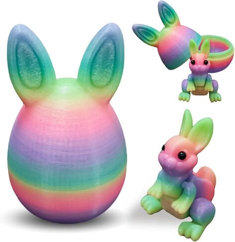 3D Printed Prefilled Easter Eggs, Filled with Bunny Inside for Easter Basket Stuffers, Desk Decor, Gifts (Rainbow Luminous) in Saudi Arabia