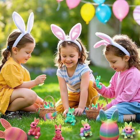 3D Printed Prefilled Easter Eggs, Filled with Bunny Inside for Easter Basket Stuffers, Desk Decor, Gifts (Rainbow Luminous) in Saudi Arabia