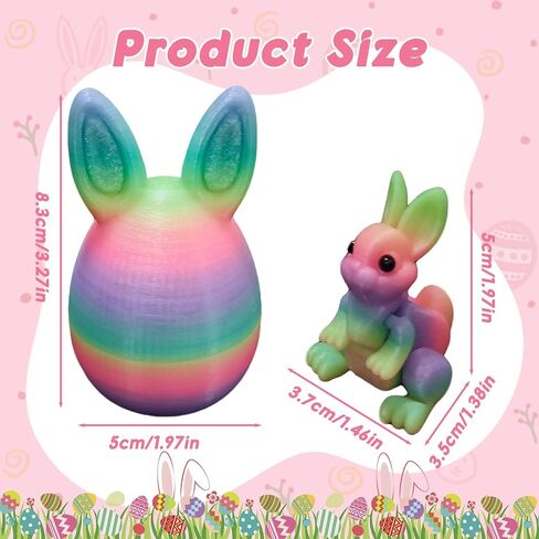 3D Printed Prefilled Easter Eggs, Filled with Bunny Inside for Easter Basket Stuffers, Desk Decor, Gifts (Rainbow Luminous) in Saudi Arabia