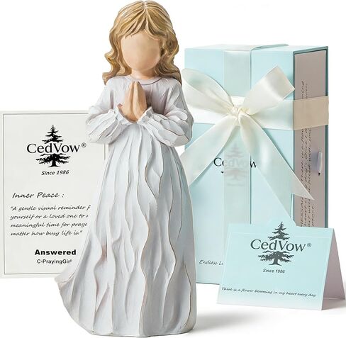 Answered Angel of Prayer Figurine, Solid Resin Praying Angel Figurines Spiritual Decor Statue for Women Girl Religious Hope Sympathy Statues Figure Gifts,Luxury Gift Box with Ribbon &Card-6.2'' in Saudi Arabia