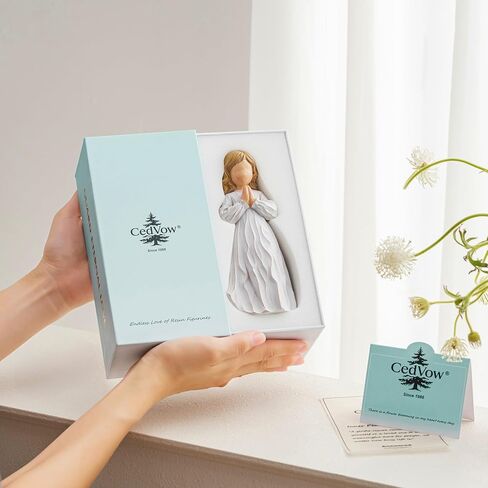 Answered Angel of Prayer Figurine, Solid Resin Praying Angel Figurines Spiritual Decor Statue for Women Girl Religious Hope Sympathy Statues Figure Gifts,Luxury Gift Box with Ribbon &Card-6.2'' in Saudi Arabia