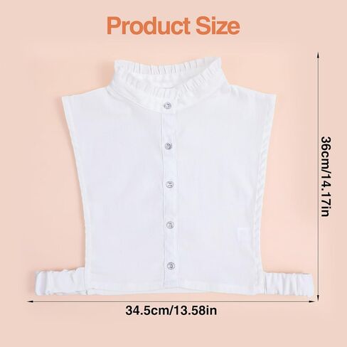 White Fake Dicky Collar Woman Detachable Fake Collar Dickey Half Shirts Elastic Ruffle Dickie Collars for Women Girl in Saudi Arabia