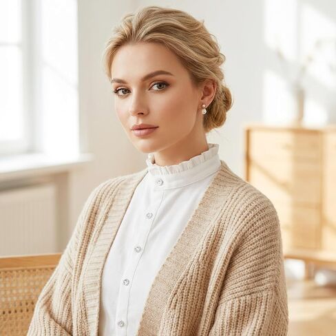 White Fake Dicky Collar Woman Detachable Fake Collar Dickey Half Shirts Elastic Ruffle Dickie Collars for Women Girl in Saudi Arabia