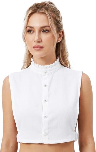 White Fake Dicky Collar Woman Detachable Fake Collar Dickey Half Shirts Elastic Ruffle Dickie Collars for Women Girl in Saudi Arabia