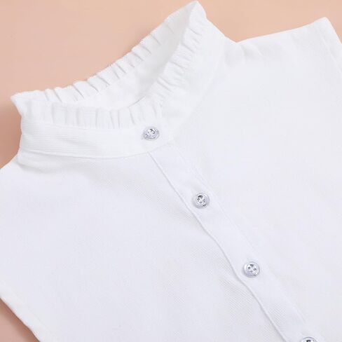 White Fake Dicky Collar Woman Detachable Fake Collar Dickey Half Shirts Elastic Ruffle Dickie Collars for Women Girl in Saudi Arabia
