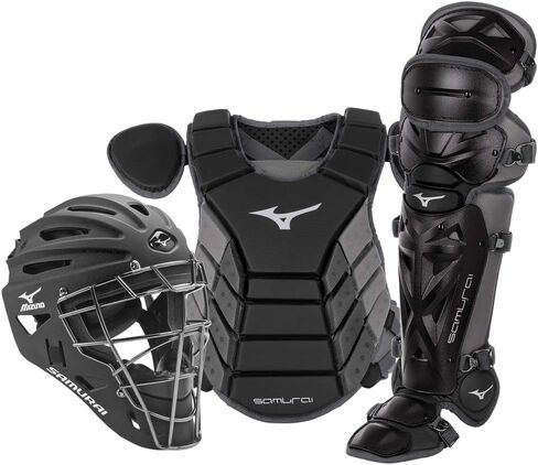 Mizuno Samurai Youth Baseball Boxed Catcher's Gear Set, Grey-Navy, 14" Youth Boys in Saudi Arabia