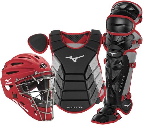 Mizuno Samurai Youth Baseball Boxed Catcher's Gear Set, Grey-Navy, 14" Youth Boys in Saudi Arabia