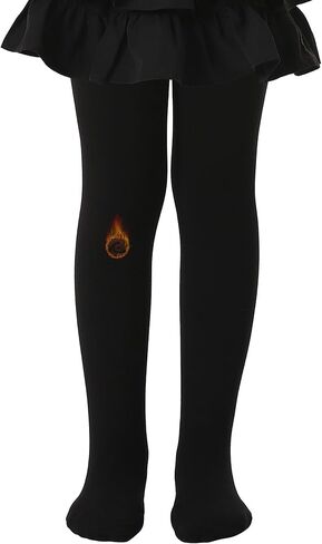 جوارب ضيقة حرارية مبطنة بالصوف للفتيات الصغيرات دافئة للشتاء باللون الأسود تحت الفستان للأطفال لباس ضيق للرقص السميك in Kuwait