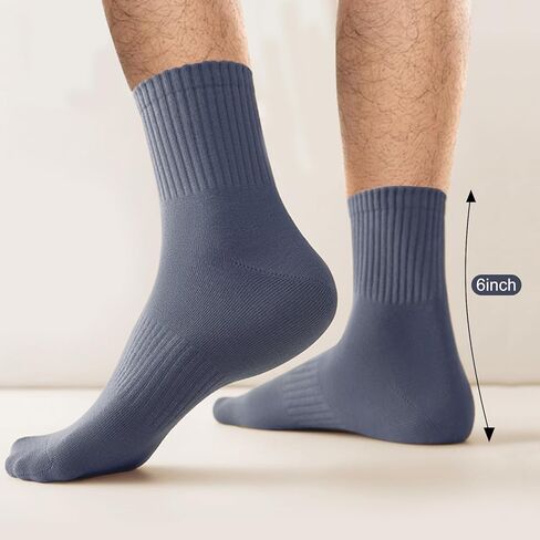 6 Pairs Men's Lightweight Cotton Short Crew Socks, Breathable Smooth Toe Design for Work & Casual Wear, Soft Durable Athletic Walking Socks with High Stretch, Size 7-10 in Saudi Arabia