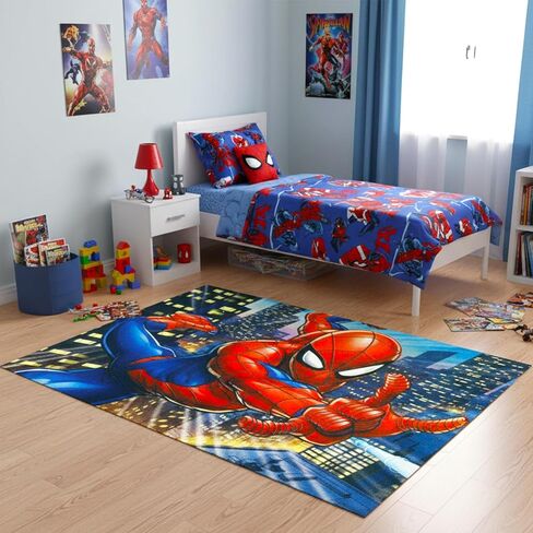Spiderman Rug for Kids Room Set - Bundle with 48x72in Area Carpet for Bedroom, Room Decor, Plus Stickers and More | Spiderman Rug for Bedroom in Saudi Arabia