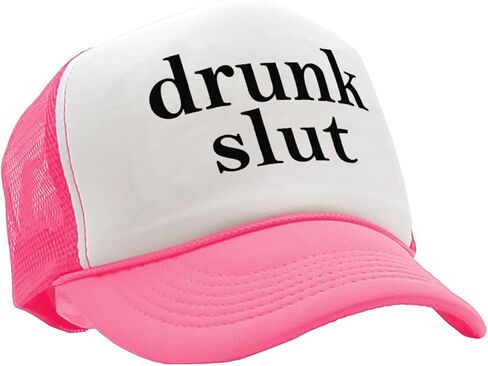The Goozler Drunk Slut Adjustable Mesh Trucker Hat Funny Adult Humor Snapback Baseball Cap Drinking Gift for Men and Women in Saudi Arabia
