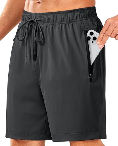 شورت رياضي للجري للرجال مع جيوب بسحاب مقاس 7 بوصة سريع الجفاف وخفيف الوزن للتمارين الرياضية وكرة السلة والتنس الكاجوال in Kuwait