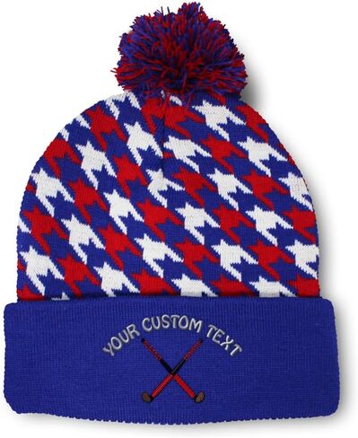 Speedy Pros Pom Pom Beanies for Women Sport Field Hockey Stick Embroidery Skull Cap Winter Hats for Men One Size in Saudi Arabia